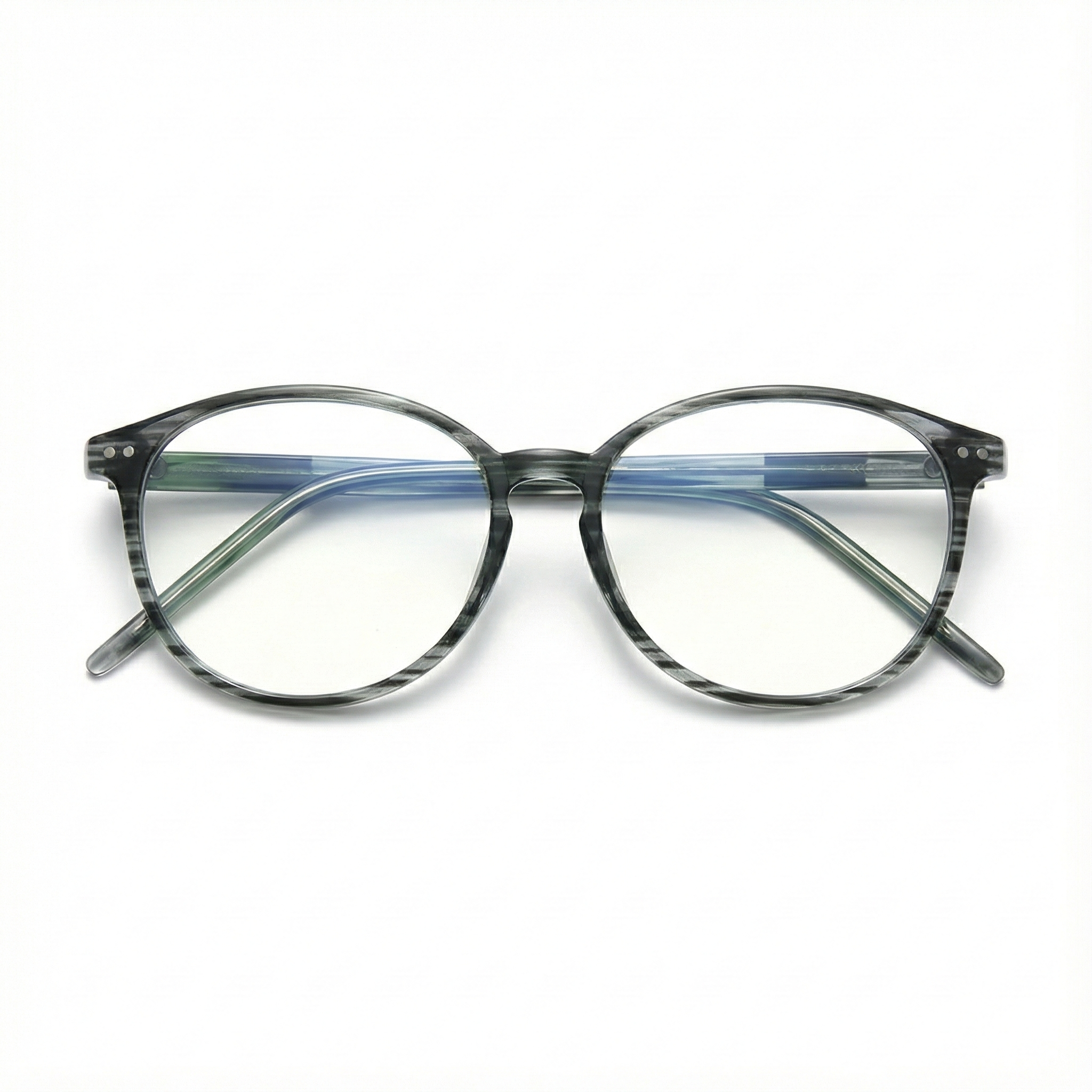Black & White Round Acetate Optica Premium Unisex Blue Cut Zero Power Glasses