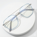 Blue Titanium Double Bar Metal Unisex Optica Premium Blue Cut Computer Glasses