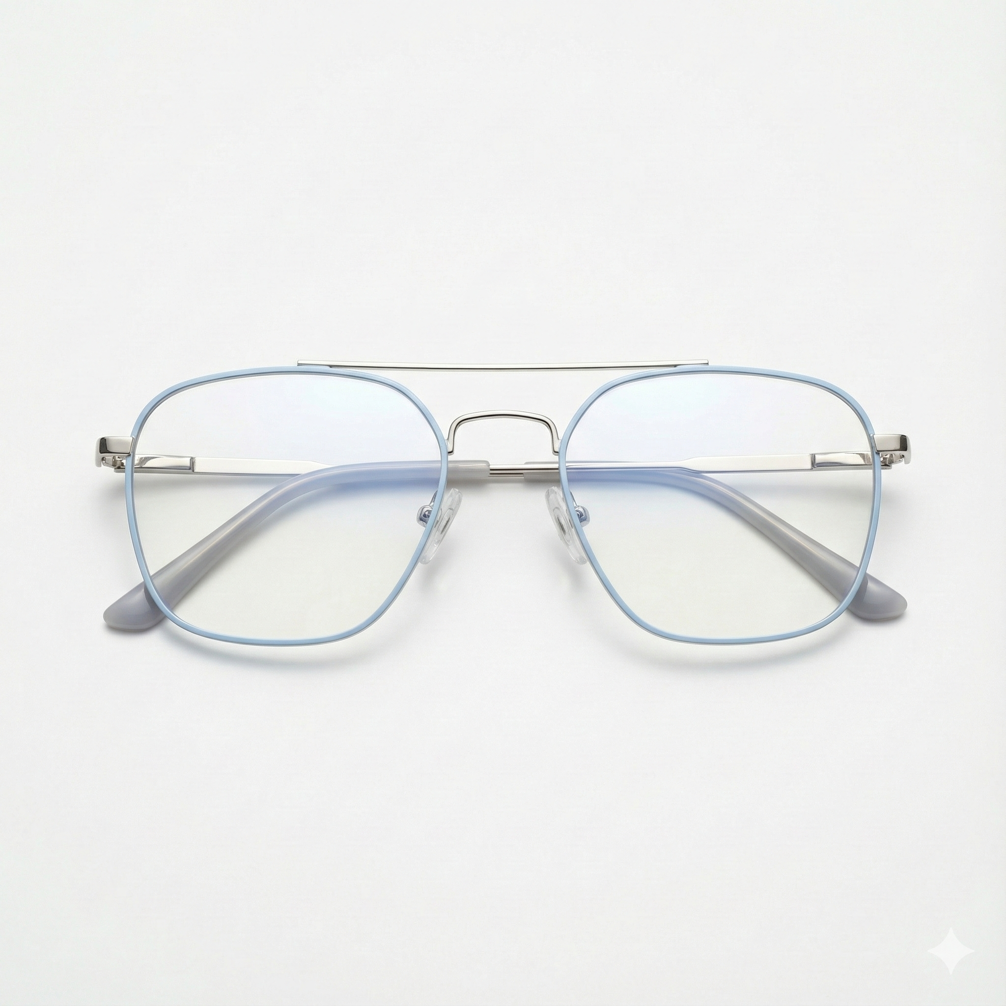 Blue Titanium Double Bar Metal Unisex Optica Premium Blue Cut Computer Glasses