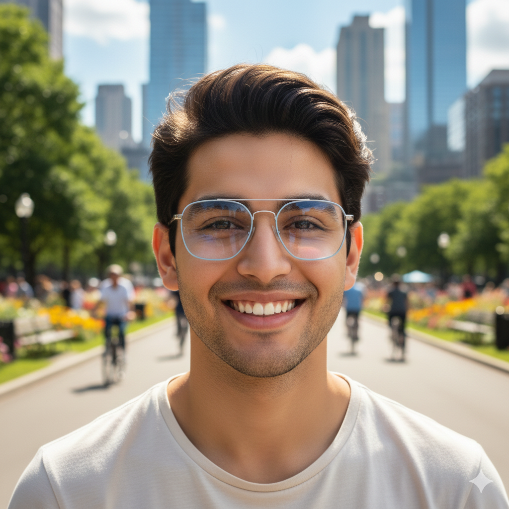 Blue Titanium Double Bar Metal Unisex Optica Premium Blue Cut Computer Glasses