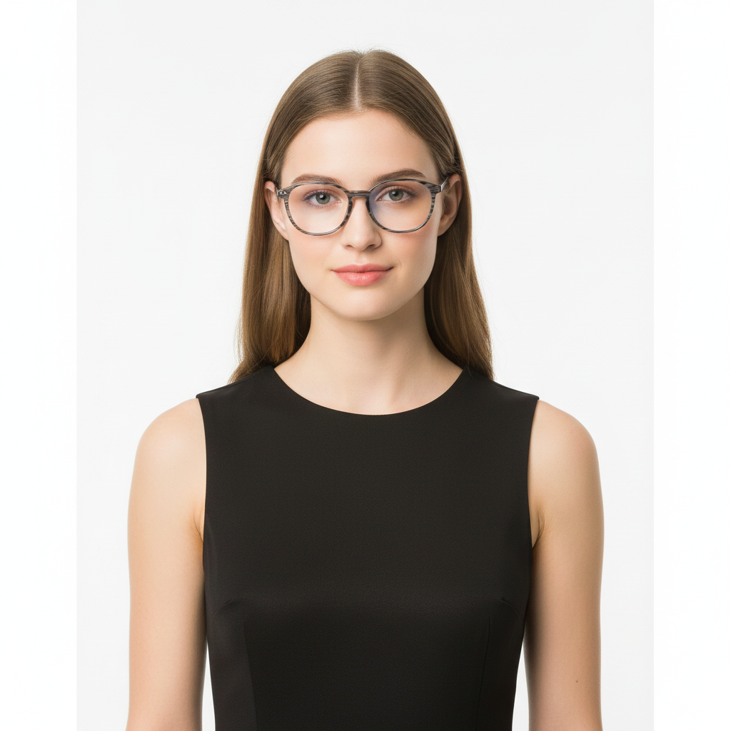 Black & White Round Acetate Optica Premium Unisex Blue Cut Zero Power Glasses